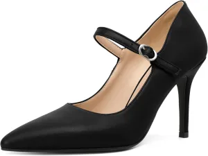 YODEKS Womens Mary Jane High Heel Pumps 8cm Stilettos Pointed Toe Court Shoes Office Party Wedding Dress Shoes