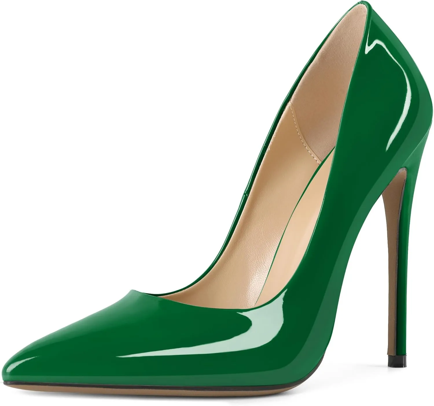 YODEKS Womens Pointed Toe High Heels Slip On Stiletto Pumps Wedding Party Basic Shoes 12cm