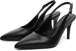 YODEKS Women's Rhinestone Slingback Heels Pointed Toe 3.5 Inch High Heel Pumps Wedding Bridal Party Prom Shoes