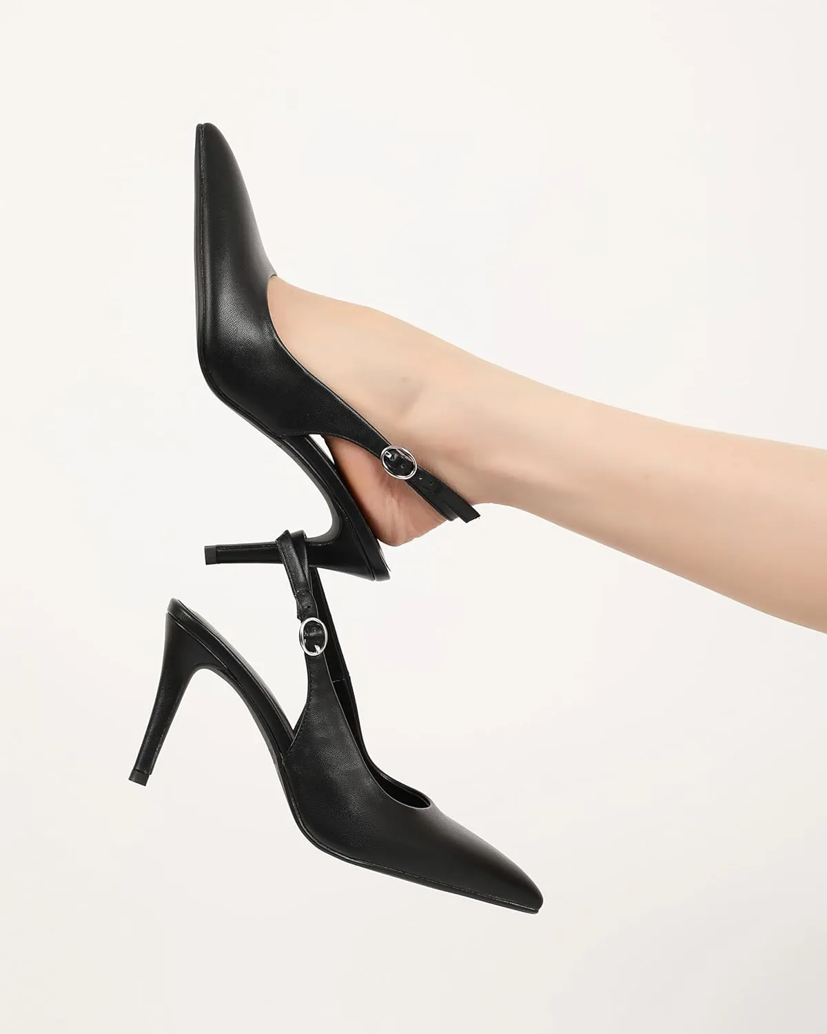 YODEKS Women's Rhinestone Slingback Heels Pointed Toe 3.5 Inch High Heel Pumps Wedding Bridal Party Prom Shoes