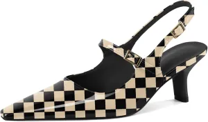Zamikoo Slingback Heels for Women Pointed Toe Block Low Heel Pumps Shoes 2.5 Inches