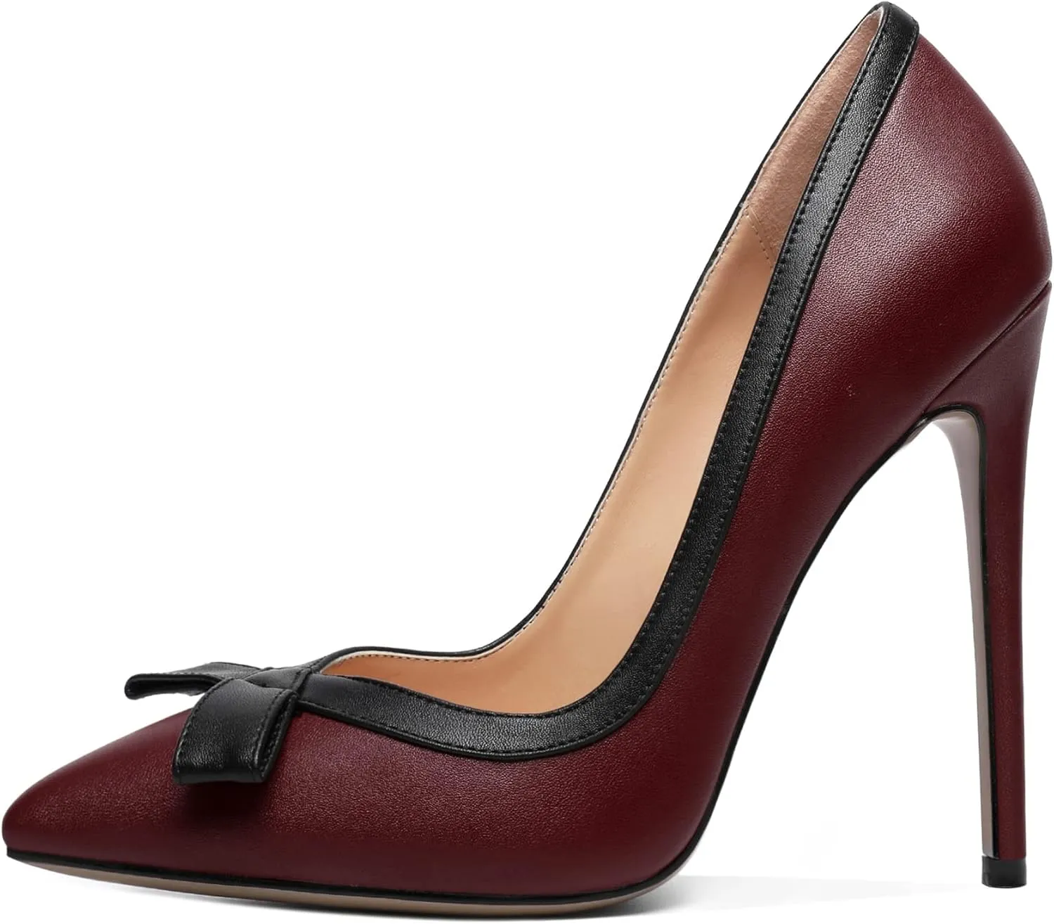 Zamikoo Women's Pointed Toe Slip On High Heel Pumps, Stiletto Heels with Bow, Classic Pumps Shoes for Casual Dress Office Wedding 4.7 Inch Suede Heels