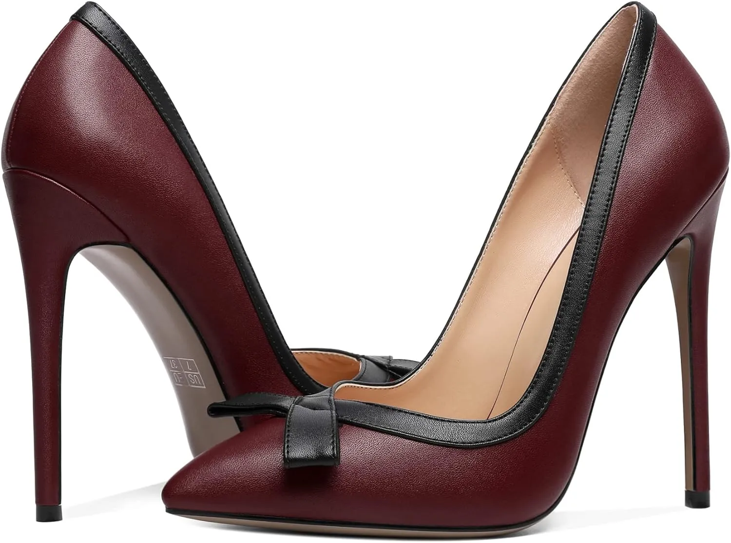 Zamikoo Women's Pointed Toe Slip On High Heel Pumps, Stiletto Heels with Bow, Classic Pumps Shoes for Casual Dress Office Wedding 4.7 Inch Suede Heels