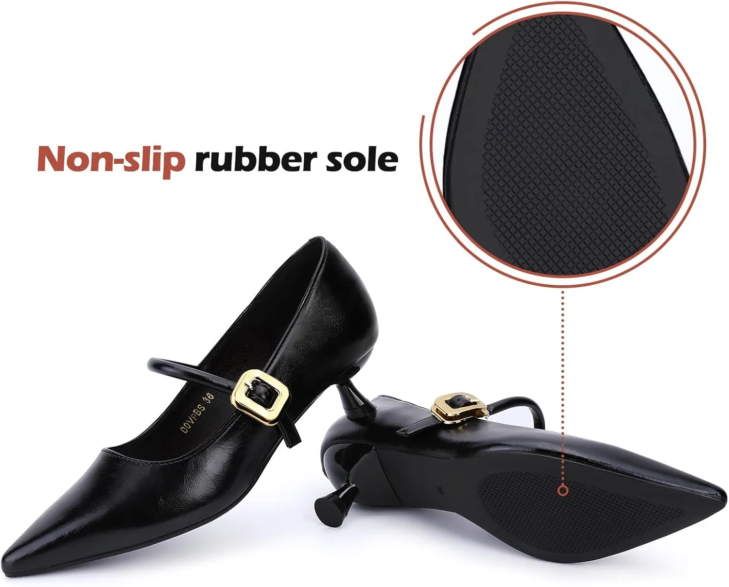 Zelaprox Women Vintage Pointed Toe Slip On Pumps Shoes Mary Jane Closed Toe Low Kitten Heel Shoes Buckle Strap for Bridal Guest Dress Prom