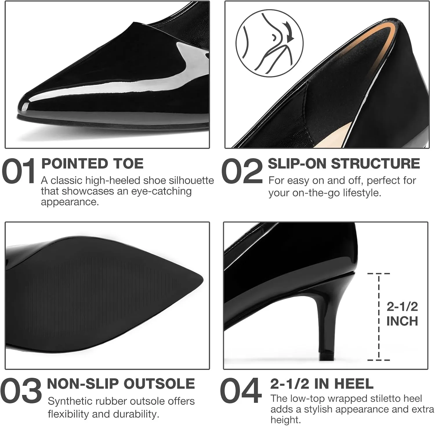 ZURIN Women's Pointed Toe Comfortable Stiletto Heels Closed Toe Dress Pumps Shoes for Wedding Work Office Business