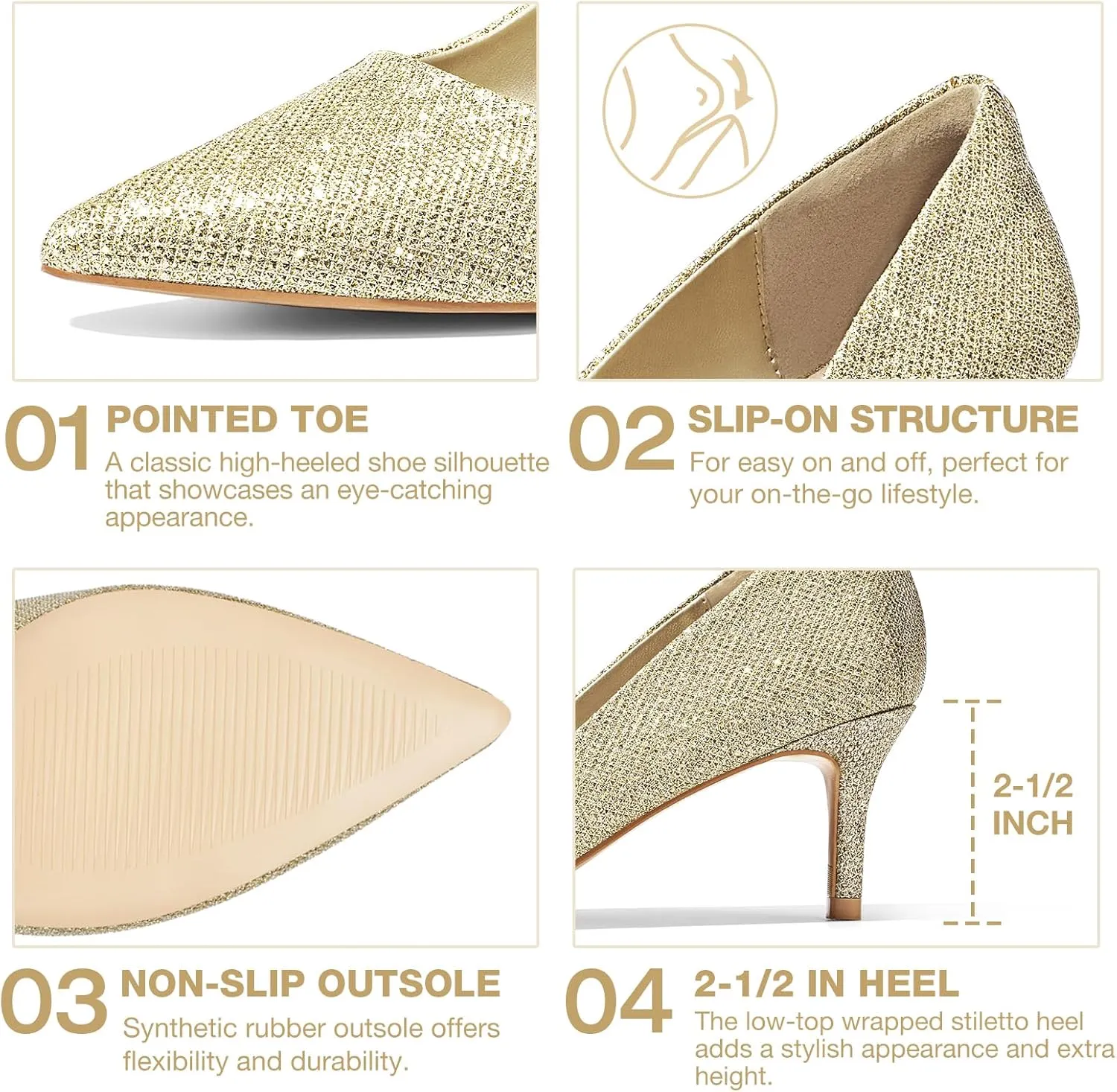 ZURIN Women's Pointed Toe Comfortable Stiletto Heels Closed Toe Dress Pumps Shoes for Wedding Work Office Business