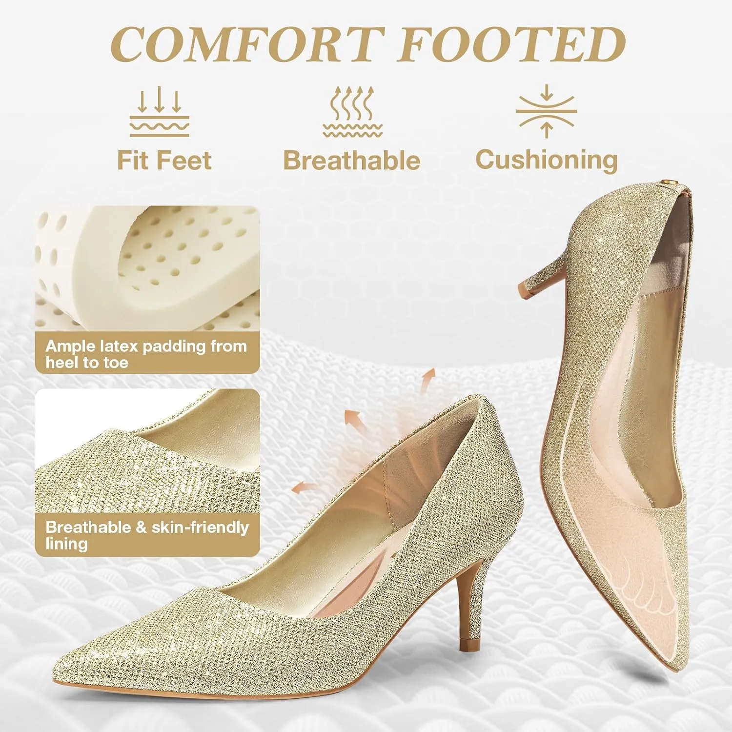 ZURIN Women's Pointed Toe Comfortable Stiletto Heels Closed Toe Dress Pumps Shoes for Wedding Work Office Business