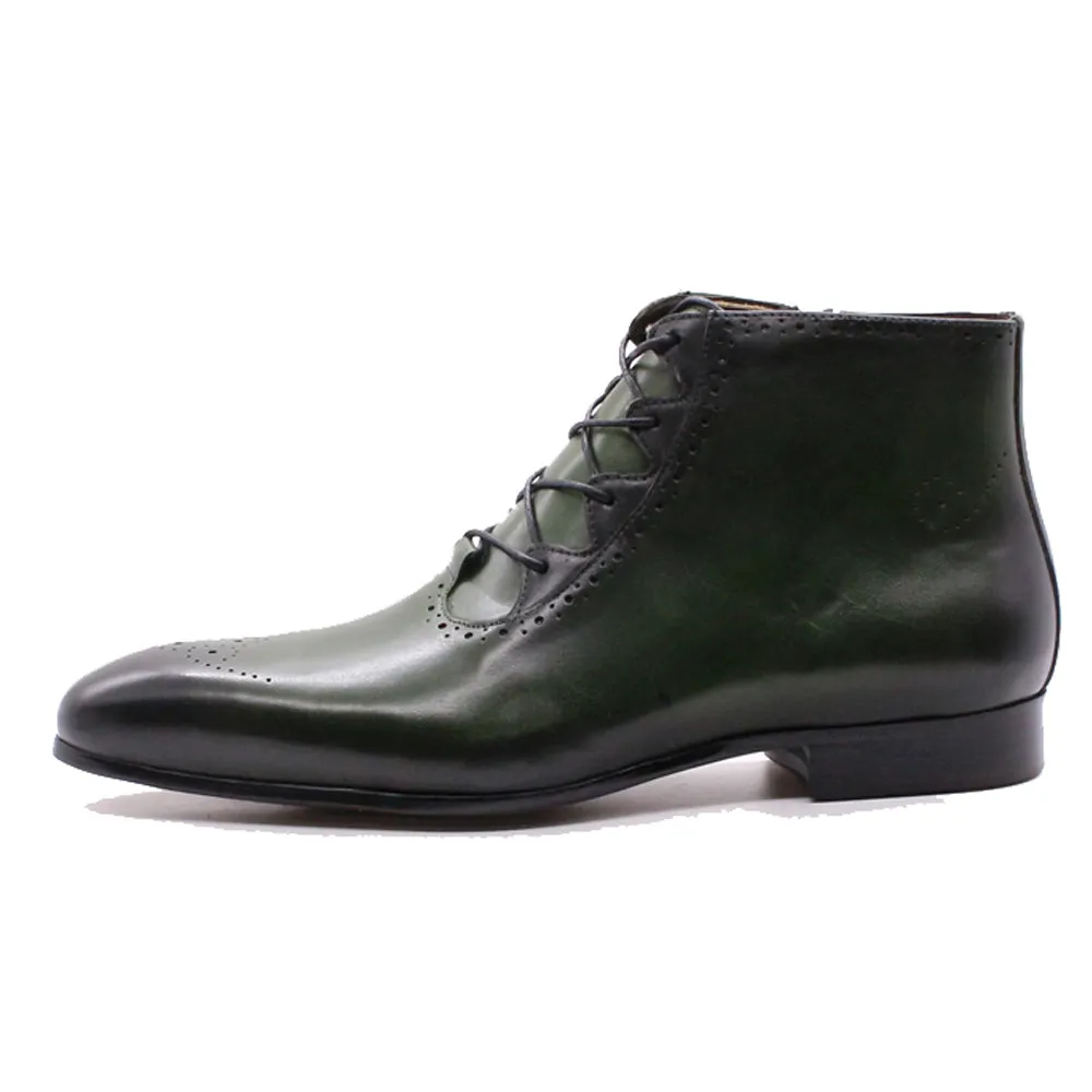 Zyan Olive Green Lace Up Boot