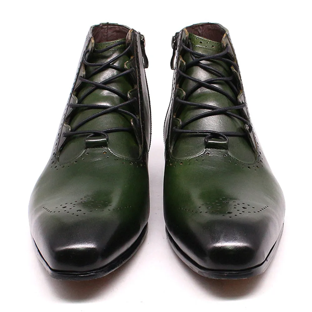 Zyan Olive Green Lace Up Boot